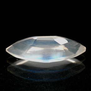 Pierre de lune arc-en-ciel blanc naturelle transparent, 1,58 ct, transparent / translucide