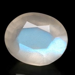 Pierre de lune arc-en-ciel Bleu blanc naturelle Transparent, 2.33 ct, Transparent / Translucide