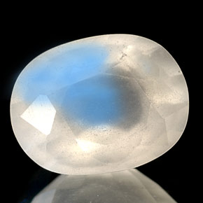 Pierre de lune arc-en-ciel bleue naturelle transparent, 1,69 ct, transparent / translucide
