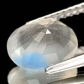 Pierre de lune arc-en-ciel bleue naturelle transparent, 1,69 ct, transparent / translucide