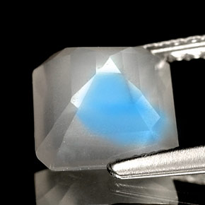 Pierre de lune arc-en-ciel Blanc bleu naturelle Transparent, 1.52 ct, Transparent / Translucide