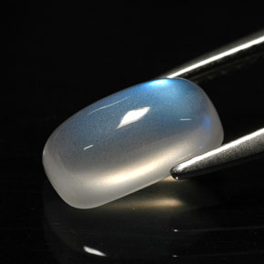 Pierre de lune arc-en-ciel blanc naturelle transparent, 2,11 ct, transparent / translucide