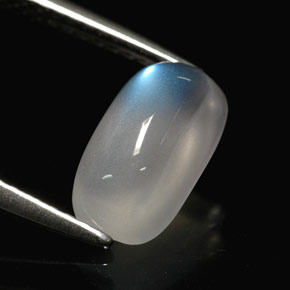 Pierre de lune arc-en-ciel blanc naturelle transparent, 2,11 ct, transparent / translucide