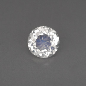 Pierre de lune arc-en-ciel blanc naturelle coupe roude, 0,77 ct, VS