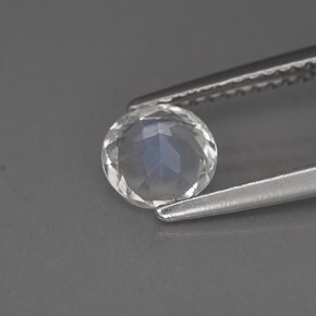 Pierre de lune arc-en-ciel blanc naturelle coupe roude, 0,77 ct, VS