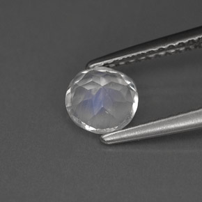 Pierre de lune arc-en-ciel blanc naturelle coupe roude, 0,72 ct, VS