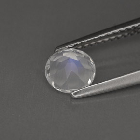 Pierre de lune arc-en-ciel blanc naturelle coupe roude, 0,75 ct, VS
