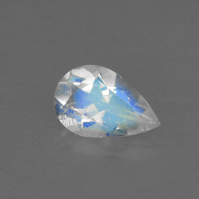Pierre de lune arc-en-ciel Bleu blanc naturelle En forme de poire, 0.66 ct, VVS-VS