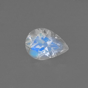 Pierre de lune arc-en-ciel Bleu blanc naturelle En forme de poire, 0.65 ct, VVS-VS