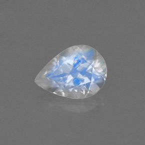 Pierre de lune arc-en-ciel Bleu blanc naturelle En forme de poire, 0.65 ct, VVS-VS