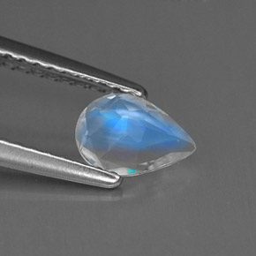 Pierre de lune arc-en-ciel Bleu blanc naturelle En forme de poire, 0.52 ct, VVS-VS