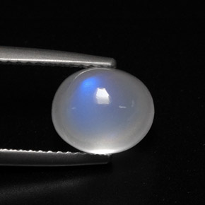 Pierre de lune arc-en-ciel blanc naturelle transparent, 3,52 ct, transparent / translucide