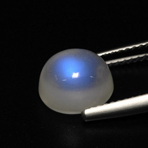 Pierre de lune arc-en-ciel blanc naturelle transparent, 3,52 ct, transparent / translucide