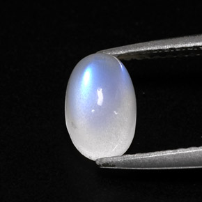 Pierre de lune arc-en-ciel blanc naturelle transparent, 1,78 ct, transparent / translucide