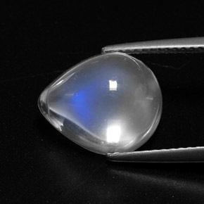 Pierre de lune arc-en-ciel blanc naturelle en forme de poire, 5,44 ct, transparent