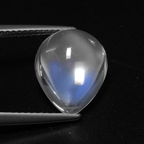 Pierre de lune arc-en-ciel blanc naturelle en forme de poire, 5,44 ct, transparent