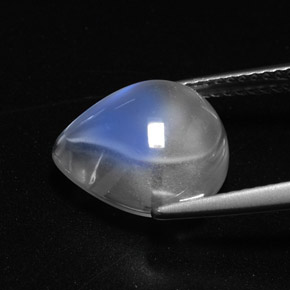 Pierre de lune arc-en-ciel blanc naturelle en forme de poire, 5,44 ct, transparent