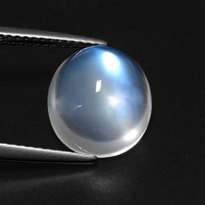 Pierre de lune arc-en-ciel blanc naturelle transparent, 5,39 ct, transparent / translucide