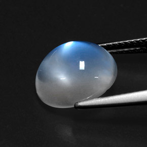 Pierre de lune arc-en-ciel blanc naturelle transparent, 5,39 ct, transparent / translucide