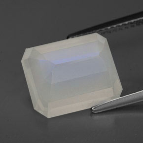 Pierre de lune arc-en-ciel blanc naturelle transparent, 6,76 ct, transparent / translucide
