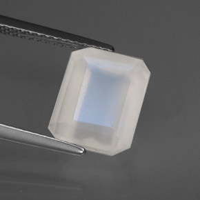Pierre de lune arc-en-ciel blanc naturelle transparent, 4,16 ct, transparent / translucide