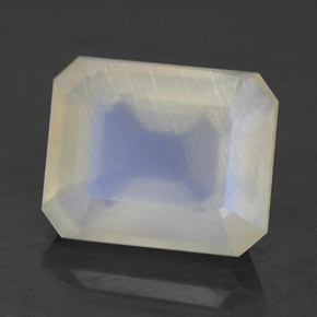 Pierre de lune arc-en-ciel blanc naturelle transparent, 5,10 ct, transparent / translucide