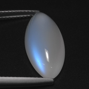 Pierre de lune arc-en-ciel blanc naturelle transparent, 5,97 ct, transparent / translucide