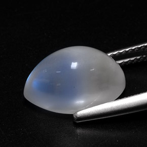 Pierre de lune arc-en-ciel blanc naturelle transparent, 6,27 ct, transparent / translucide