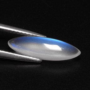 Pierre de lune arc-en-ciel blanc naturelle transparent, 2,14 ct, transparent / translucide