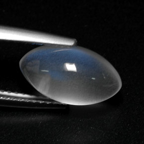 Pierre de lune arc-en-ciel blanc naturelle transparent, 3,35 ct, transparent / translucide