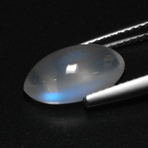 Pierre de lune arc-en-ciel blanc naturelle transparent, 3,35 ct, transparent / translucide