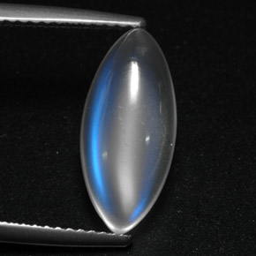 Pierre de lune arc-en-ciel blanc naturelle transparent, 3,91 ct, transparent / translucide
