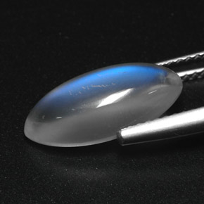 Pierre de lune arc-en-ciel blanc naturelle transparent, 3,91 ct, transparent / translucide