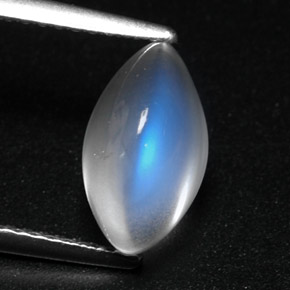 Pierre de lune arc-en-ciel blanc naturelle transparent, 2,77 ct, transparent / translucide