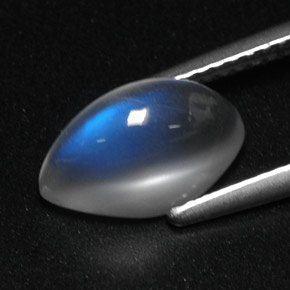 Pierre de lune arc-en-ciel blanc naturelle transparent, 2,77 ct, transparent / translucide