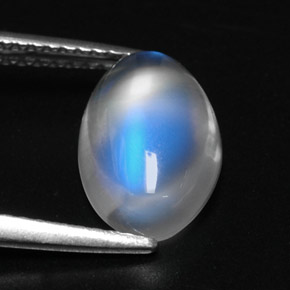 Pierre de lune arc-en-ciel blanc naturelle coupe ovale, 2,88 ct, transparent