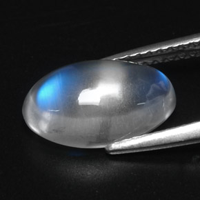 Pierre de lune arc-en-ciel blanc naturelle coupe ovale, 2,88 ct, transparent