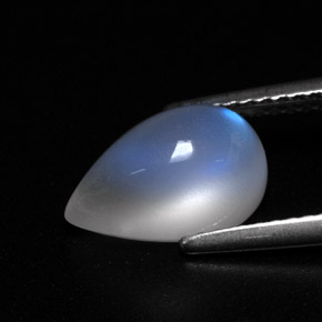 Pierre de lune arc-en-ciel blanc naturelle transparent, 2,99 ct, transparent / translucide
