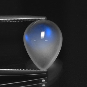 Pierre de lune arc-en-ciel blanc naturelle en forme de poire, 4,41 ct, translucide