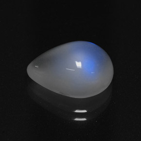 Pierre de lune arc-en-ciel blanc naturelle en forme de poire, 4,41 ct, translucide
