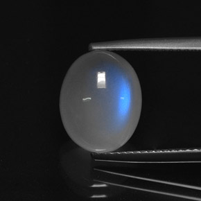 Pierre de lune arc-en-ciel Bleu blanc naturelle Coupe ovale, 4.72 ct, Translucide