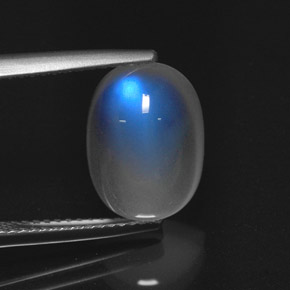 Pierre de lune arc-en-ciel Bleu blanc naturelle Coupe ovale, 5.09 ct, Translucide