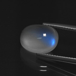 Pierre de lune arc-en-ciel Bleu blanc naturelle Coupe ovale, 5.09 ct, Translucide
