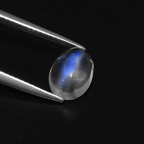 Pierre de lune arc-en-ciel blanc naturelle coupe ovale, 1,85 ct, transparent