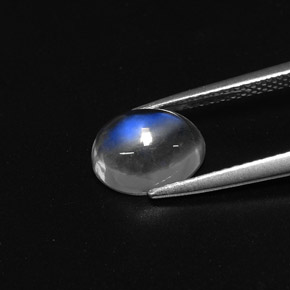 Pierre de lune arc-en-ciel blanc naturelle coupe ovale, 1,85 ct, transparent