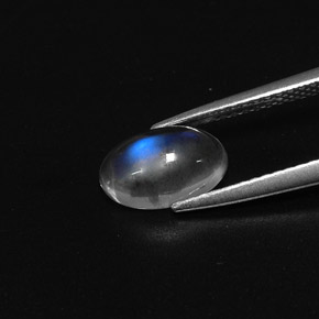 Pierre de lune arc-en-ciel blanc naturelle coupe ovale, 1,50 ct, transparent