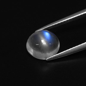 Pierre de lune arc-en-ciel blanc naturelle coupe ovale, 2,42 ct, transparent