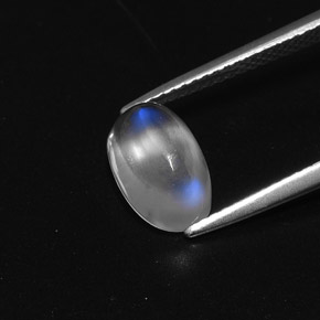 Pierre de lune arc-en-ciel Bleu blanc naturelle Coupe ovale, 2.38 ct, Transparent