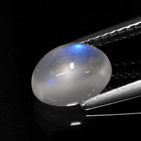 Pierre de lune arc-en-ciel Bleu blanc naturelle Coupe ovale, 1.60 ct, Translucide