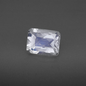 Pierre de lune arc-en-ciel bleue naturelle taille émeraude, 1,82 ct, VS